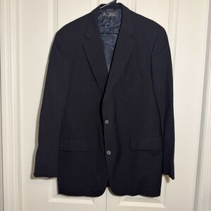 Brooks Brothers Makers Brooksease Men’s 100% Wool Black Pinstripe Blazer 44 Long